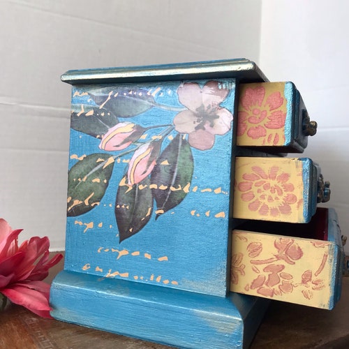 Jewelry Box. Metallic Turquoise Blue Jewelry Box. Vintage Etsy
