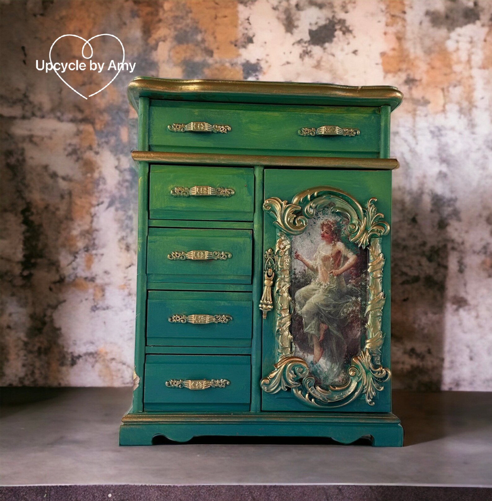 Jewelry Armoire. Green Goddess Tabletop Jewelry Box. Boho Etsy