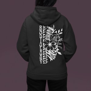 Radiology Zipper Front Hoodie Rib Cage Floral