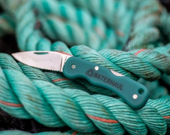 Recycled Ocean Plastic Folding Knive - Pocket / Adventure Blade. Waterhaul - Recycled Fishing Net. Sustainable gift.