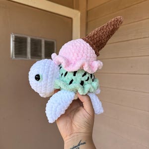 Ice Cream Cone Turtle Crochet Plushie
