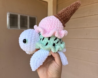 Ice Cream Cone Turtle Crochet Plushie