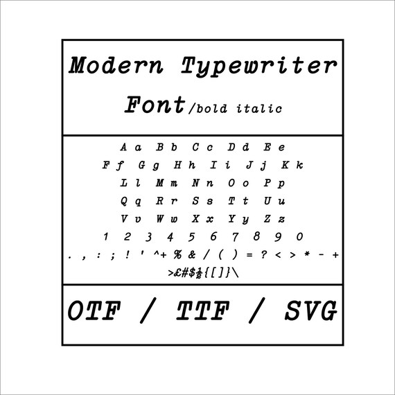 Download Modern Typewriter Font Svg Otf Ttf Vintage Font Handwritten Fonts Embroidery Fonts Cricut Silhouette Clipart Wallart Gift Design Supplies Digital Prints Art Collectibles Vadel Com