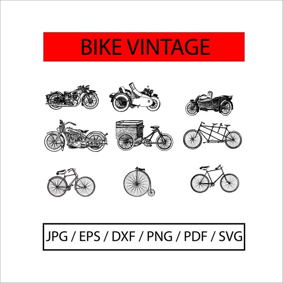 Download Vintage Motorcycle Svg Hand Drawn Bike Illustration Old Etsy