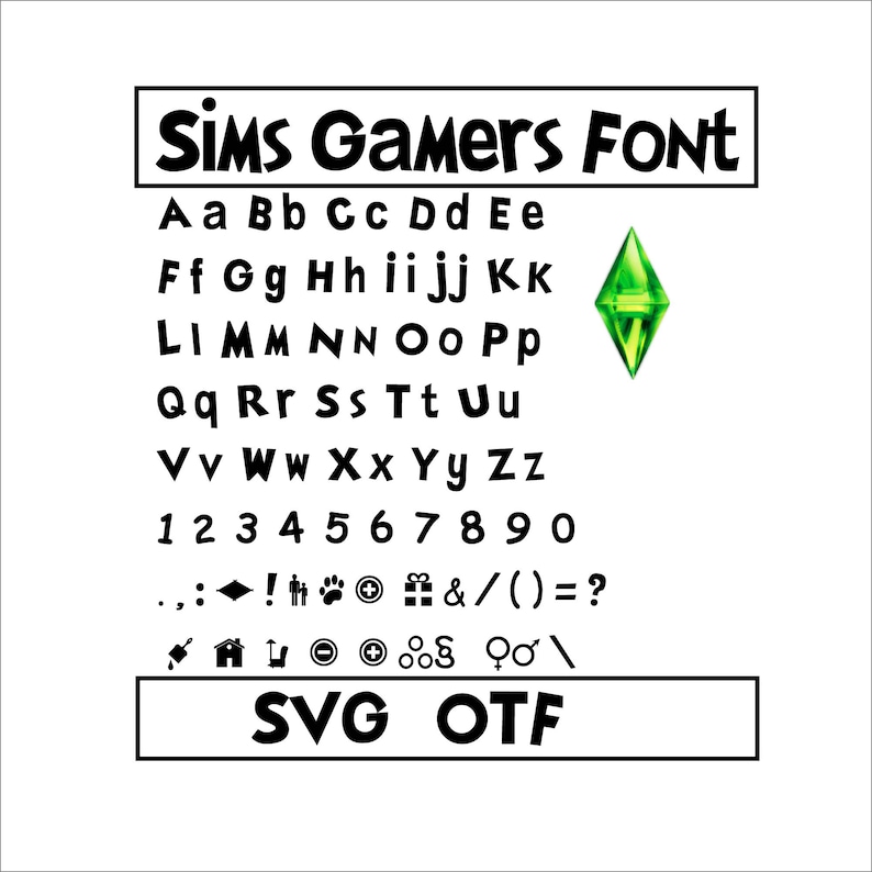 The Sims Font The Sims Svg The Sims Otf The Sims Letters The Sims Alphabet Video Game Font Birthday Gift The Sims Cricut Cricut Silhouette