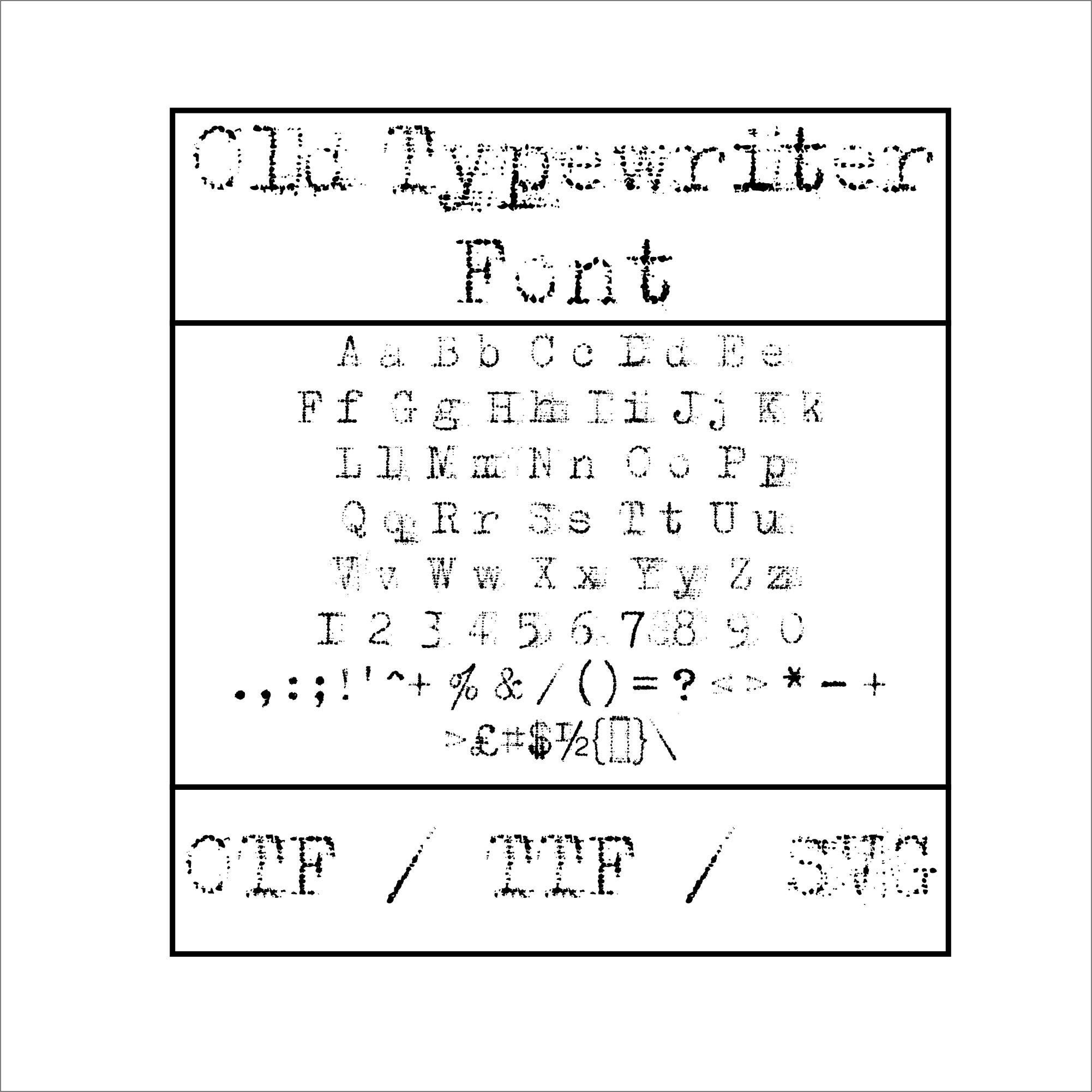 Old Typewriter Font Svg Otf Ttf Vintage Font Handwritten Fonts Etsy