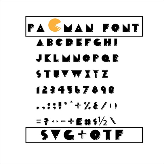 Pacman Font Svg Pacman Alphabet Pacman Otf Pacman Split | Etsy