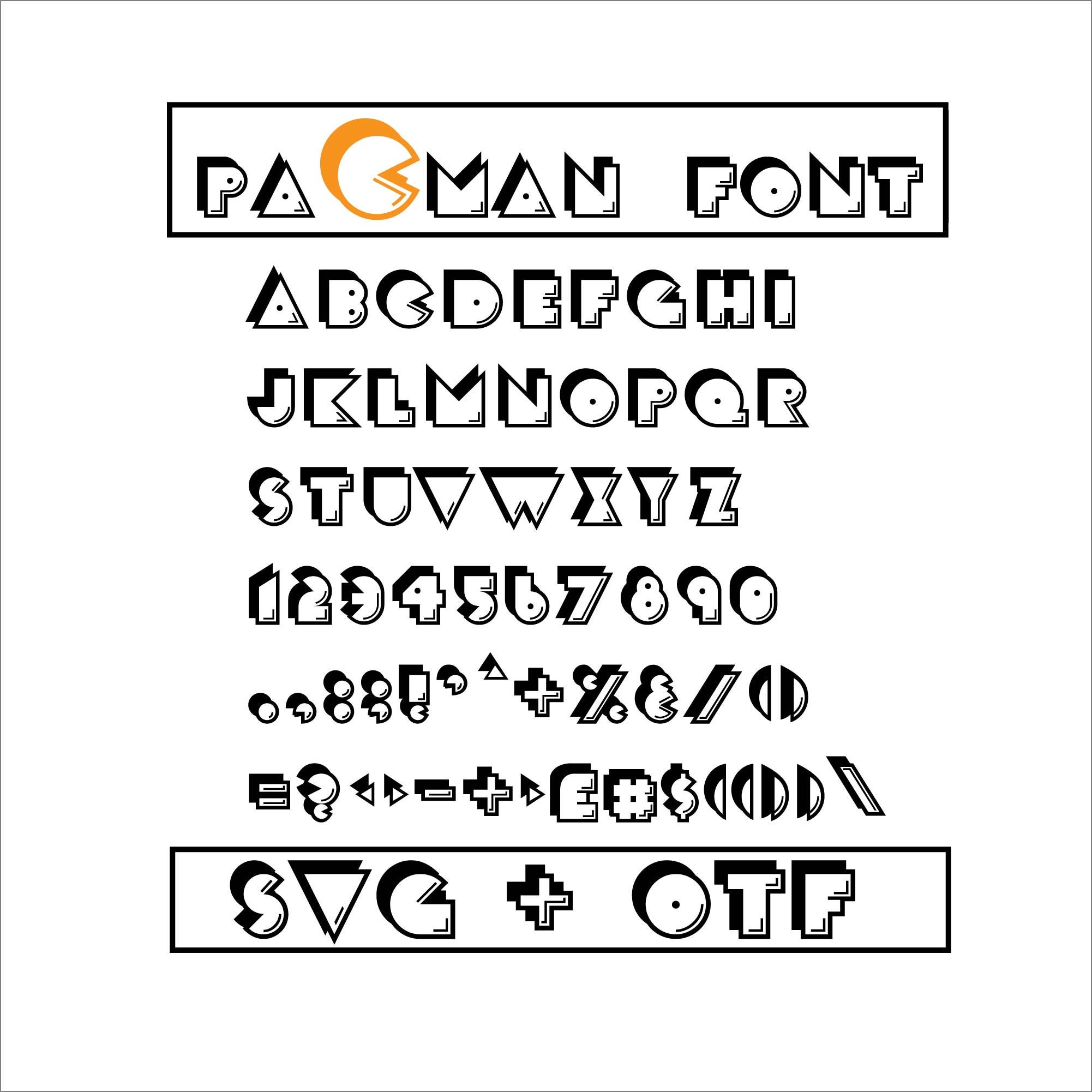 Pacman Font Svg Pacman Alphabet Pacman Otf Pacman Split | Etsy