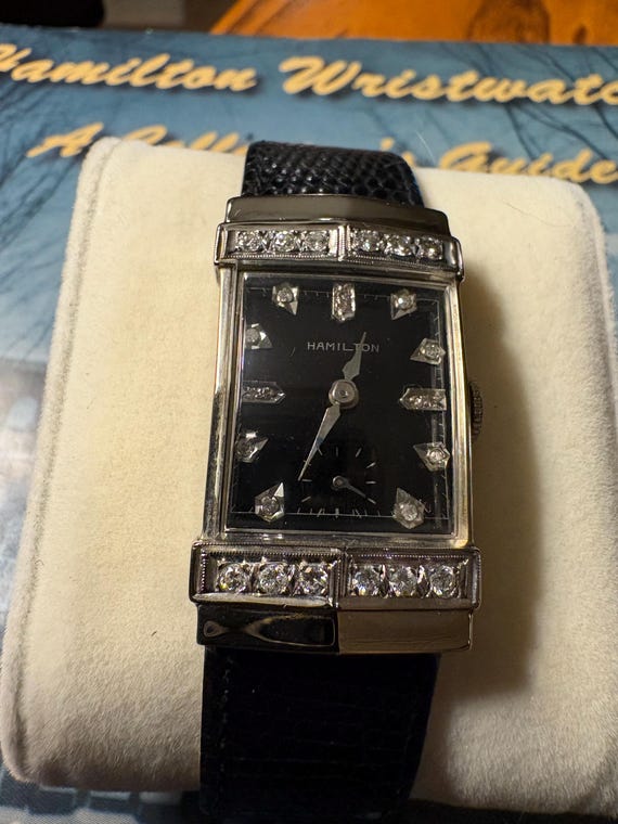 Vintage 14K White Gold Diamond Hamilton Top Hat Watch - Etsy display picture 1