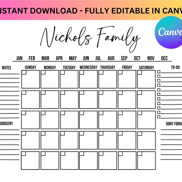 Wall calendar svg Monthly Calendar Svg Dry Erase Board Digital Svg File Calendar Png Calendar Silhouette Customizable Family Calendar Svg