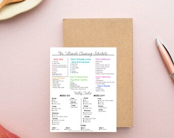 The Ultimate Weekly Cleaning Schedule, Fully Editable Monthly Cleaning planner, Weekly Cleaning Schedule, Daily Cleaning Schedule