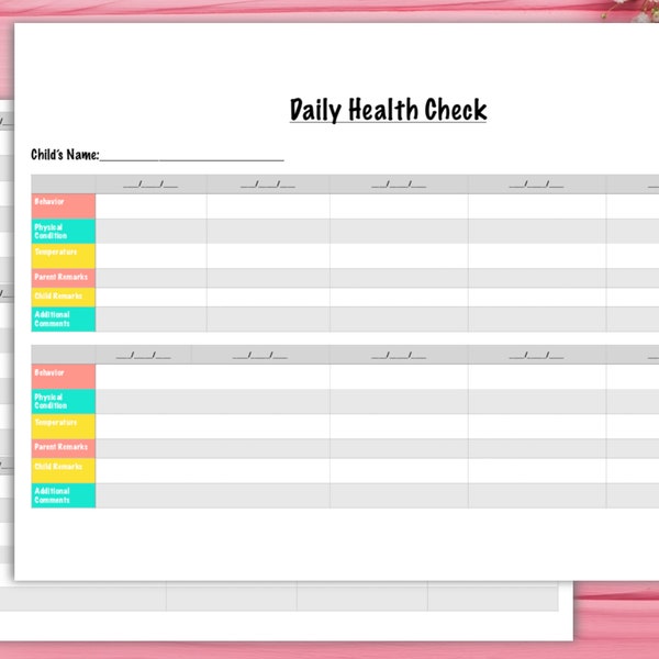 Toddler Daily Sheet - Etsy