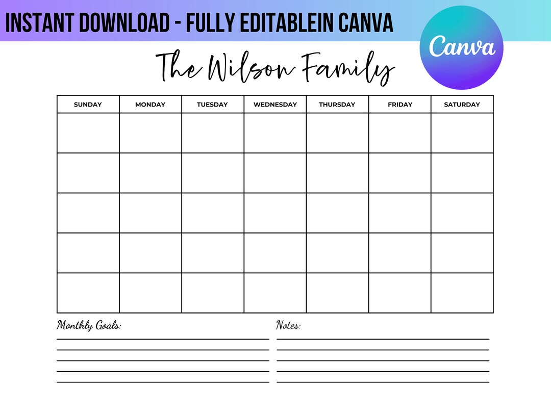 Wall Calendar Svg Monthly Calendar Svg Dry Erase Board Digital Etsy