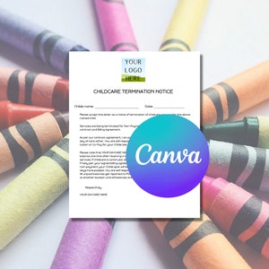 Aviso editável de rescisão de creche | Aviso de pagamento de creche | Formulário de pagamento de creche | Carta de rescisão de creche | Canva