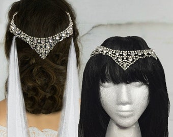 Bridal Art Deco Headpiece,Wedding Bridal Tiara, Unique Handmade Bridal Wedding Hair Jewelry
