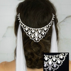 Breathtaking Bridal headpiece, Wedding hair jewelry, Art Deco Bridal Hair Ornament, Brides Vail combs, Vintage hair accessories
