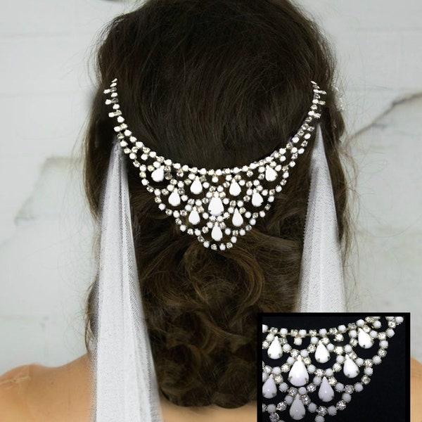 Breathtaking Bridal headpiece, Wedding hair jewelry, Art Deco Bridal Hair Ornament, Brides Vail combs, Vintage hair accessories
