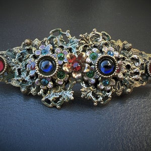 Embellished Baroque Ornate Barrette, Adorned Vintage Hair Jewelry, Authentic French Barrette