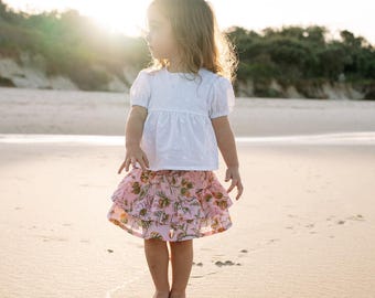 Mädchen Rüschenrock Schnittmuster: Einfache elastische Taille PDF (Kleinkind bis Kinder Größen)