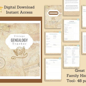 Genealogy Tracker HALF Letter Size Ancestry Planner Insert Pages Printable  With Family Tree Pages, Organizer, Scheduler and Much More 