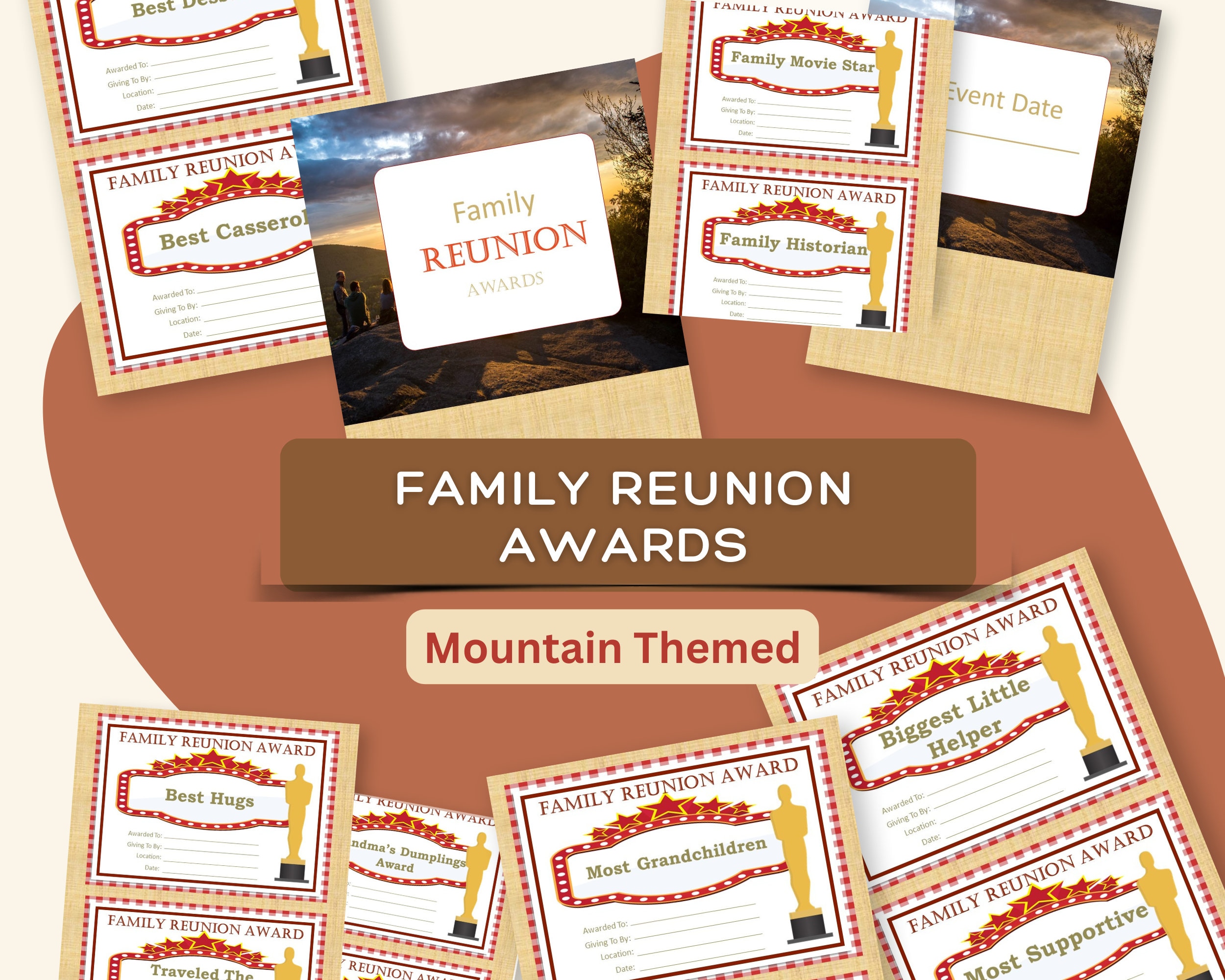 Family Reunion Awards Certificates-mountain Themed - Etsy