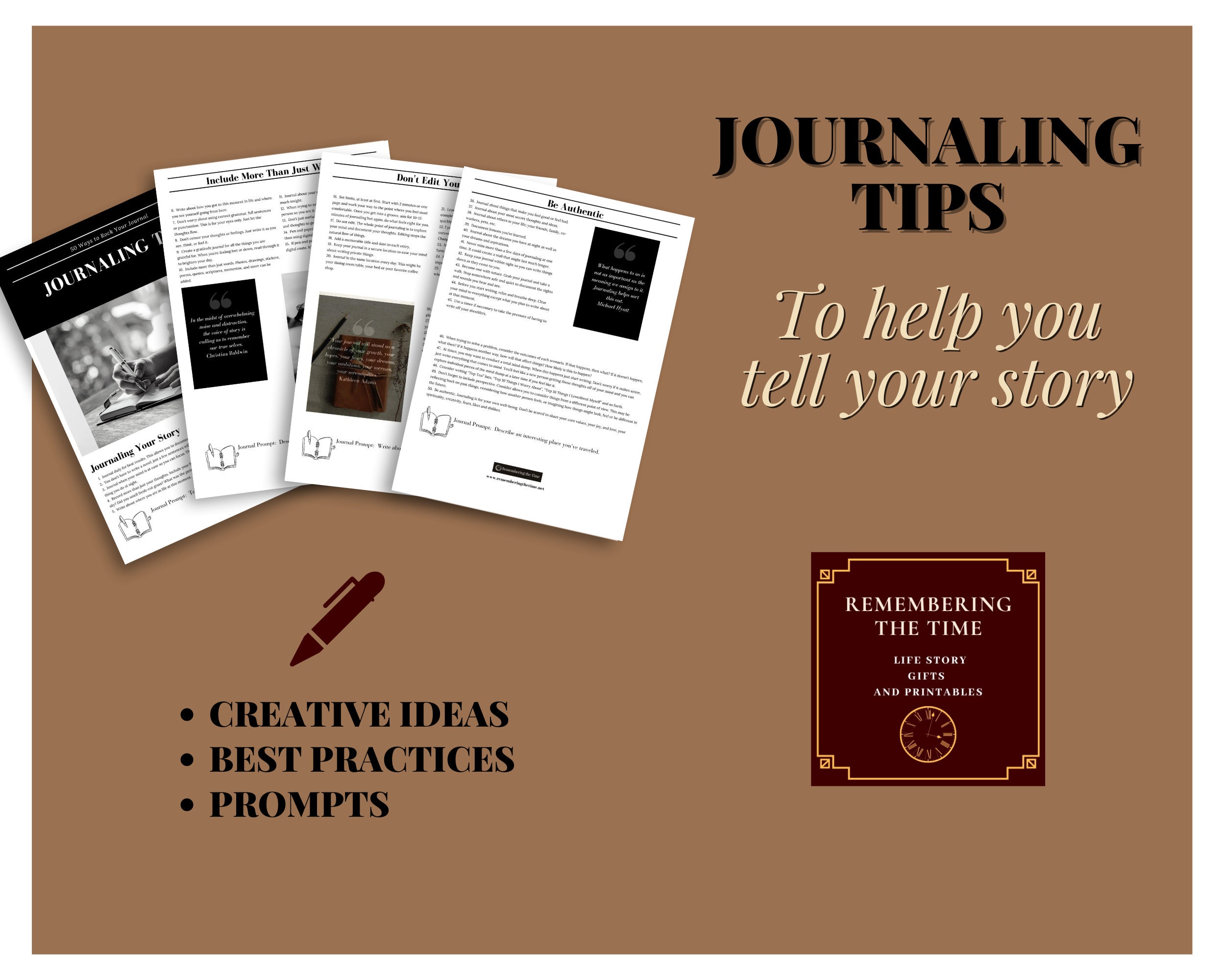 Journaling Tips Resource Sheet - Etsy