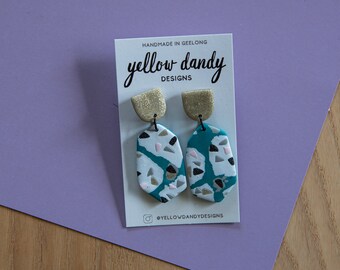 Turquoise Terrazzo Polymer Clay Earrings