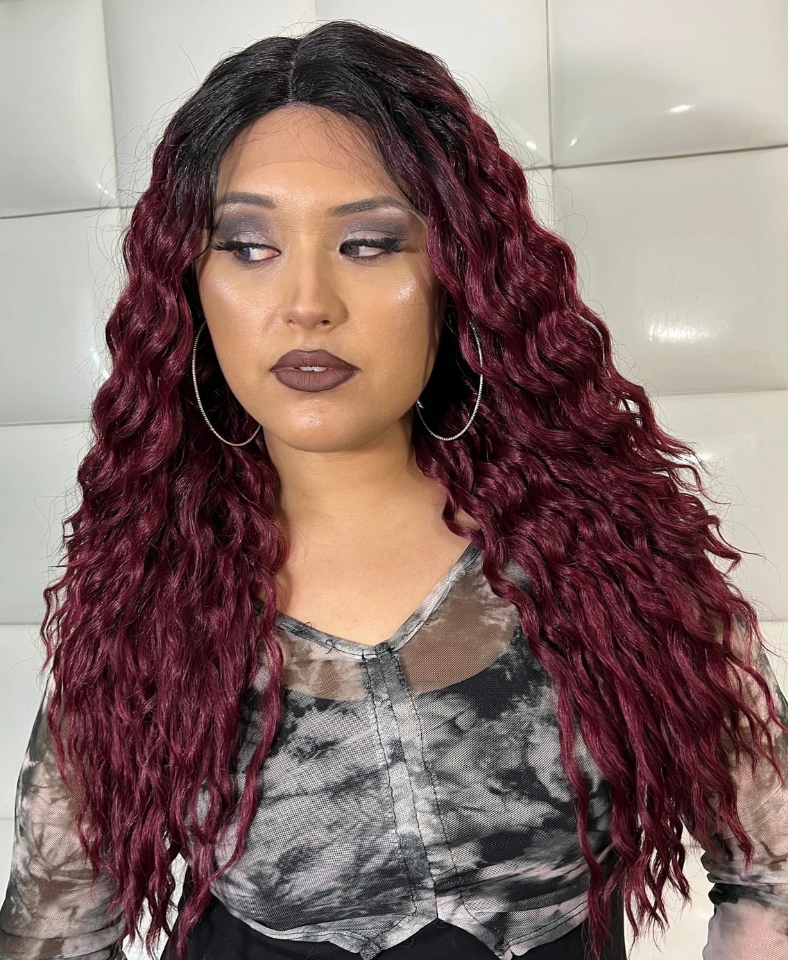 Red wine burgundy wig super long lacefront 2020 Amazon.com : METDIO 99J Burgundy wig human hair 13x4 body  main image 3