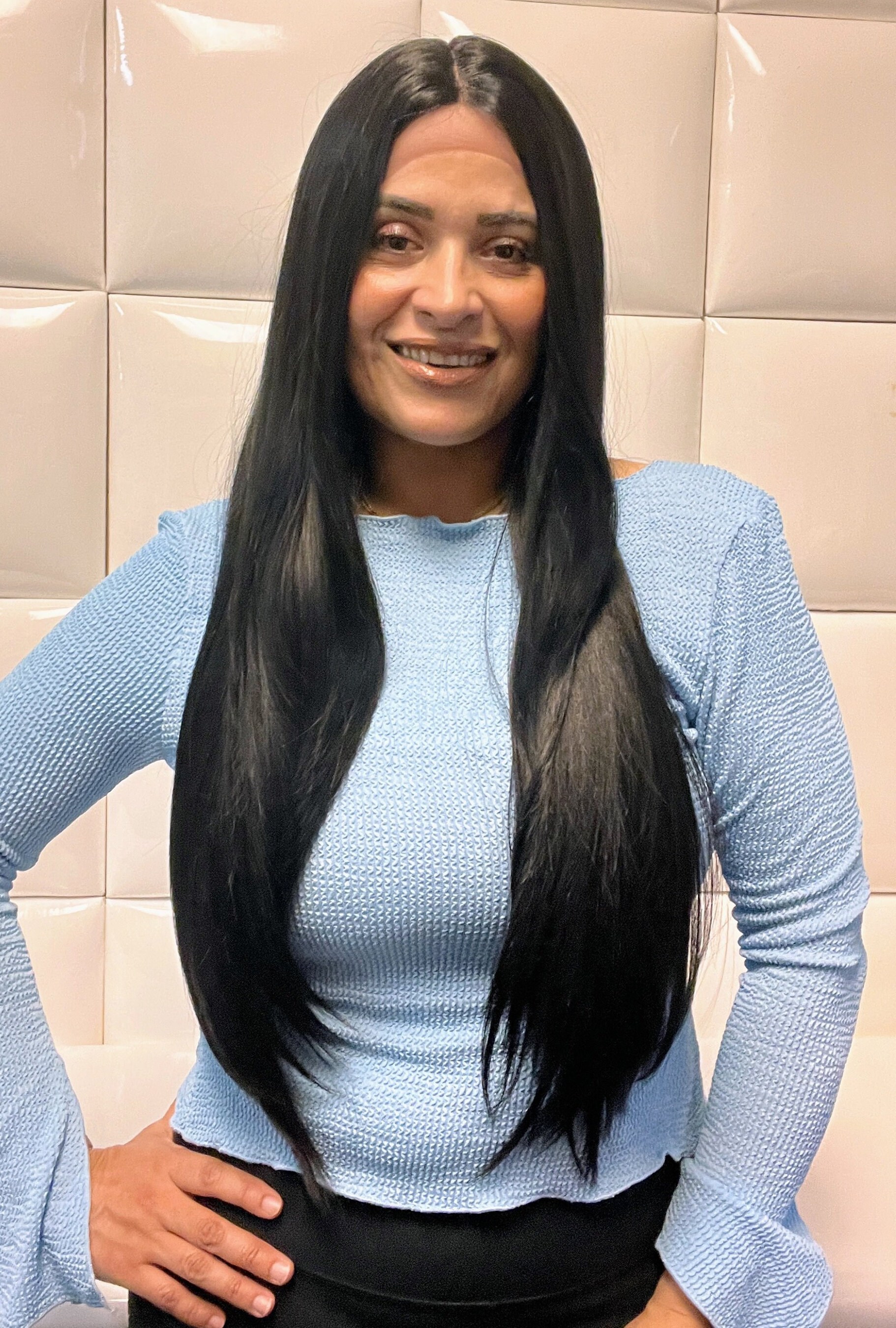 Off black Long wig 6X6 Freepart soft Swisslace SOFT BLACK Swiss Lace Front Wig - Extra Long Wavy  main image 4