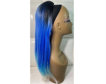 Blue Long Hair With Ponytail - $90