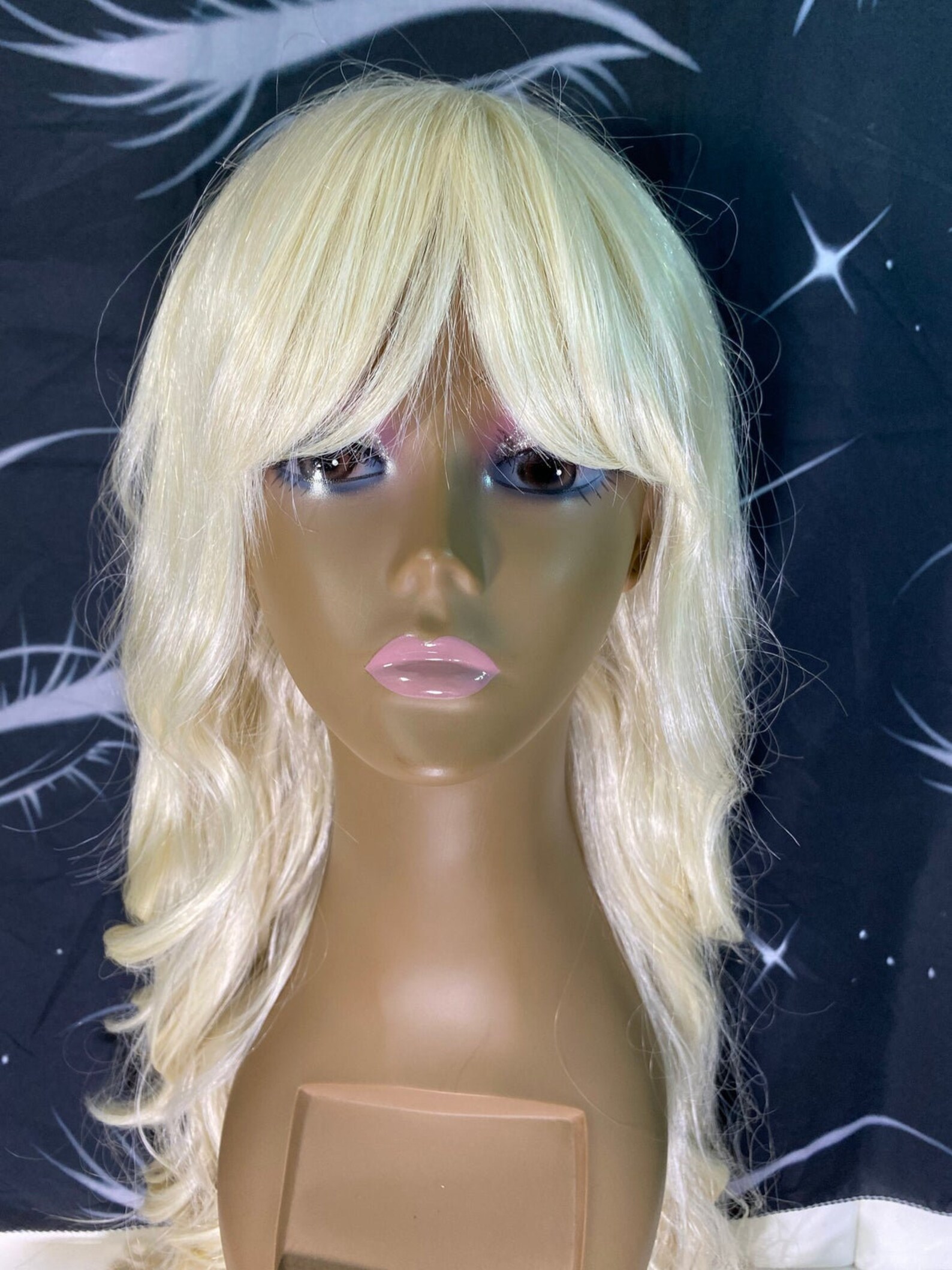 Full Wig Bangs LIGHT PLATINUM BLONDE Extra Long Wavy Loose Etsy