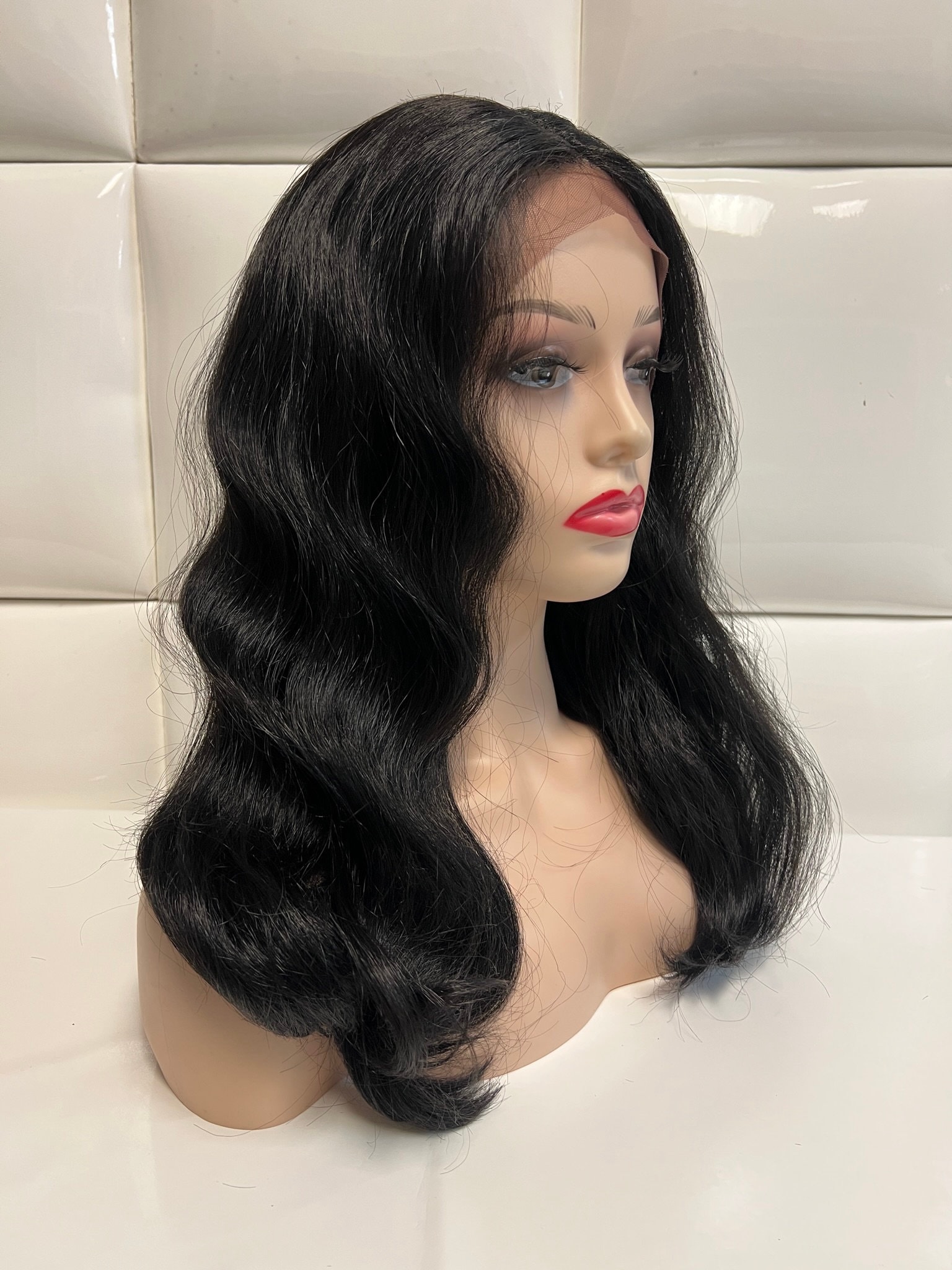 SOFT NATURAL BLACK Swiss Lace Front Wig * Body Wave Hair  display picture 1