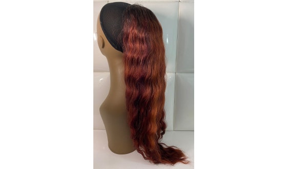 Drawstring Ponytail Extension COPPER AUBURN RED (dark Roots  display picture 2