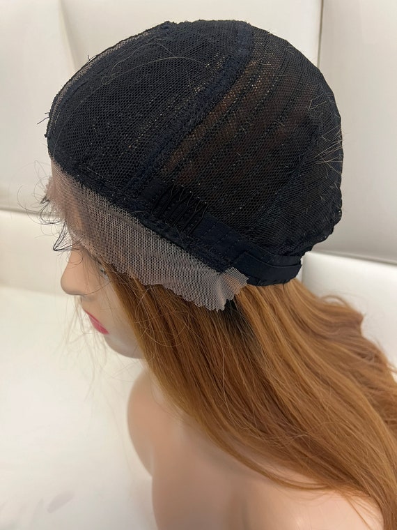 Free Wig Cap Blonde I have brown black  Lacefront Honey Golden blonde / Natural Black Loose Body Wave Glueless  main image 4