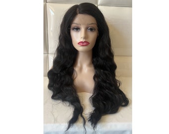 Dark Brown Synthetic Lace Front Wig, Long Wavy Hair (26 inch)