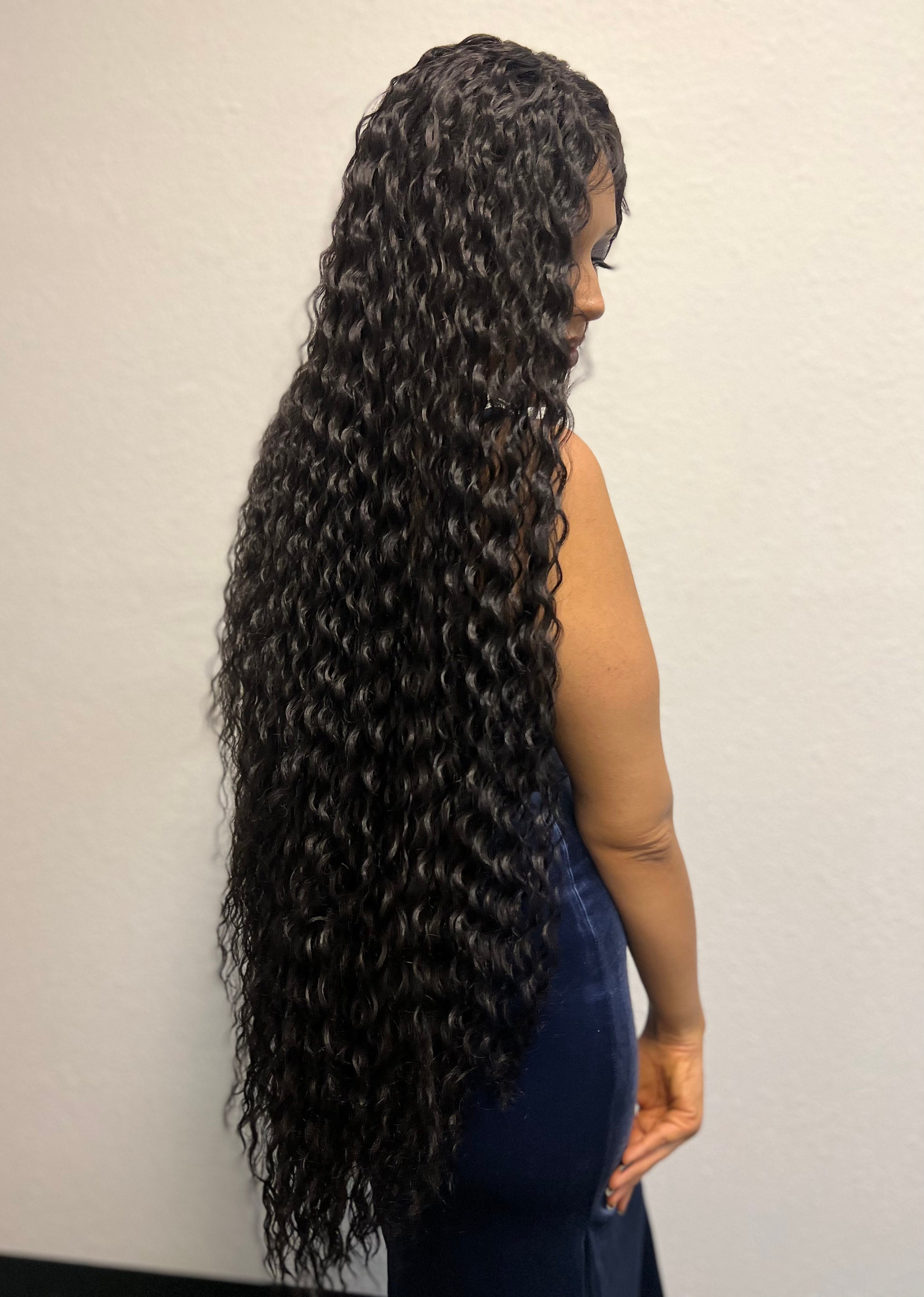 36 NATURAL DARK BROWN Lace Front Wig Extra Long Wavy - Etsy