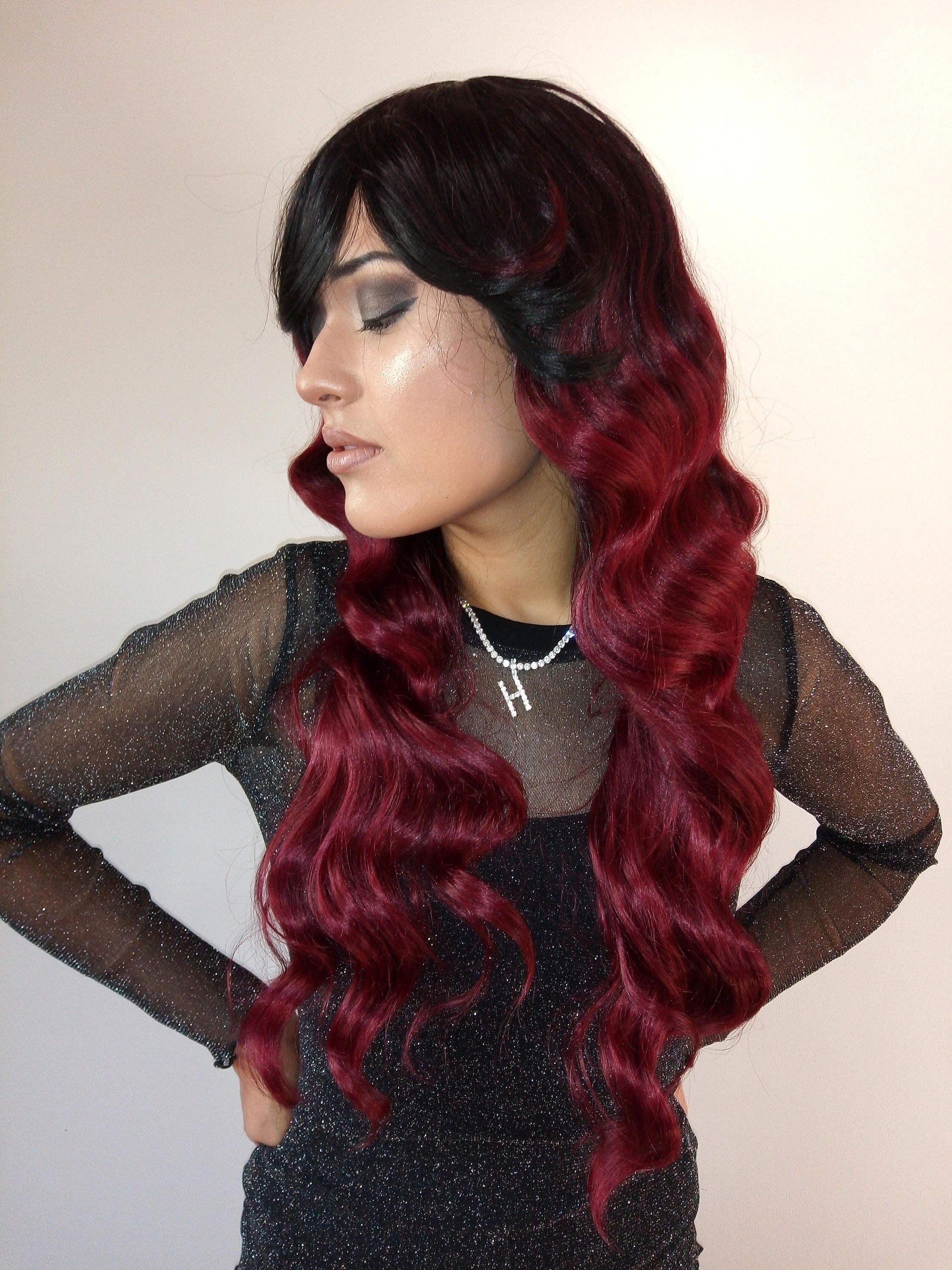 Dark Red Beauty Full Wig 24 Inch Red 99J Straight Lace Front Wig Brazilian Virgin  main image 3