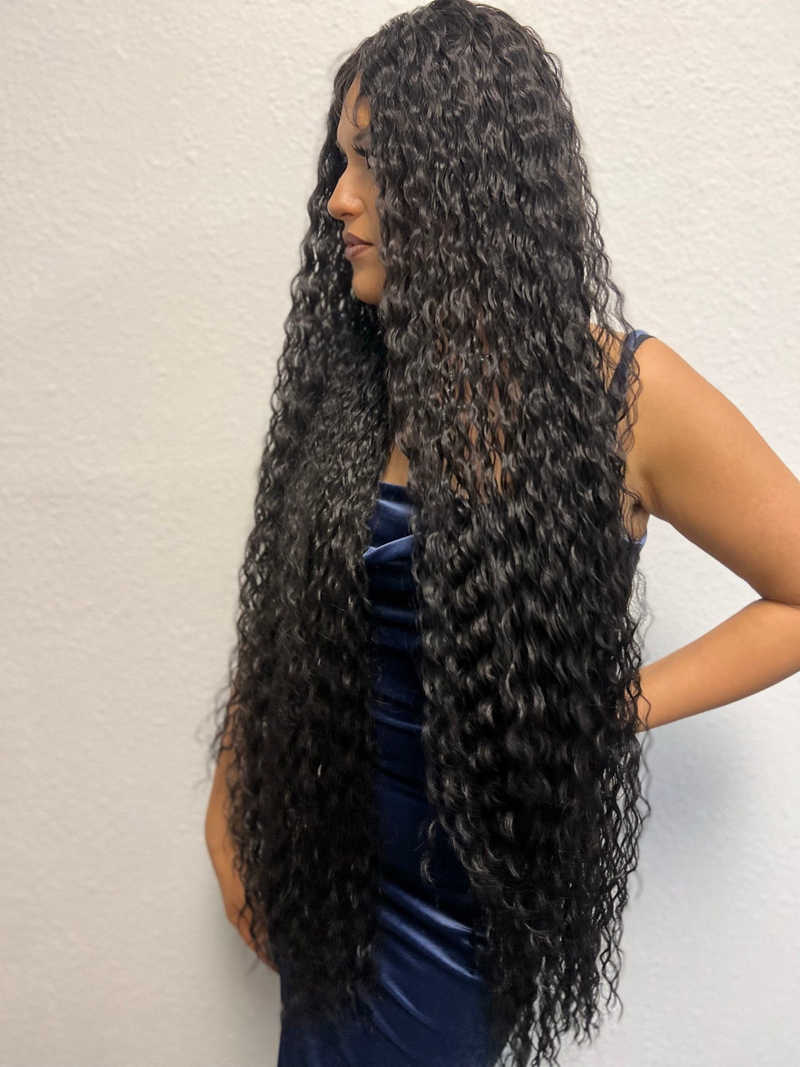 36 NATURAL DARK BROWN Lace Front Wig Extra Long Wavy - Etsy