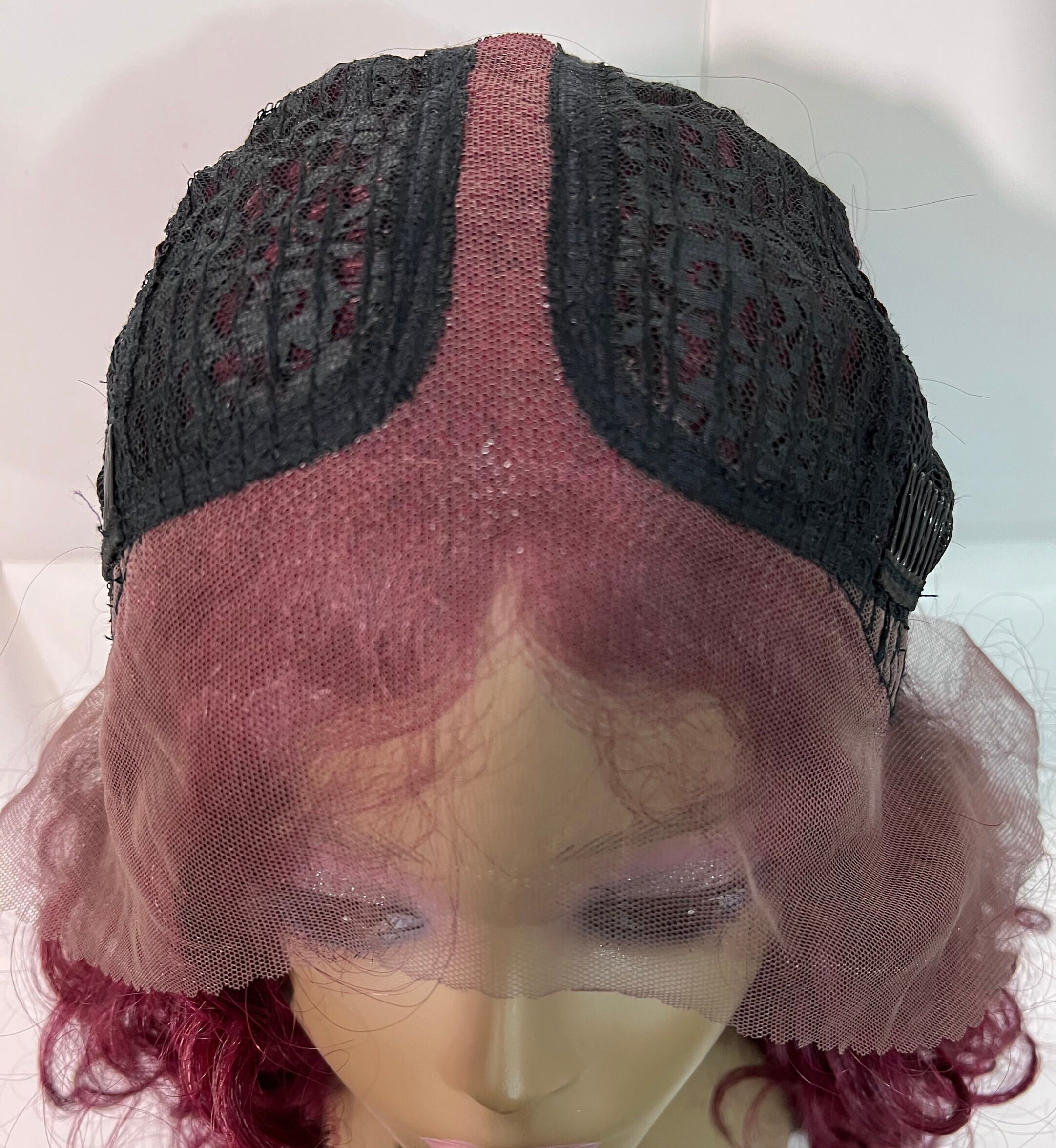 Red wine wig sale Freepart Swisslace lacefront wig BURGUNDY RED WINE - Swiss Lace Front Wig - Deep Part - Long  main image 2
