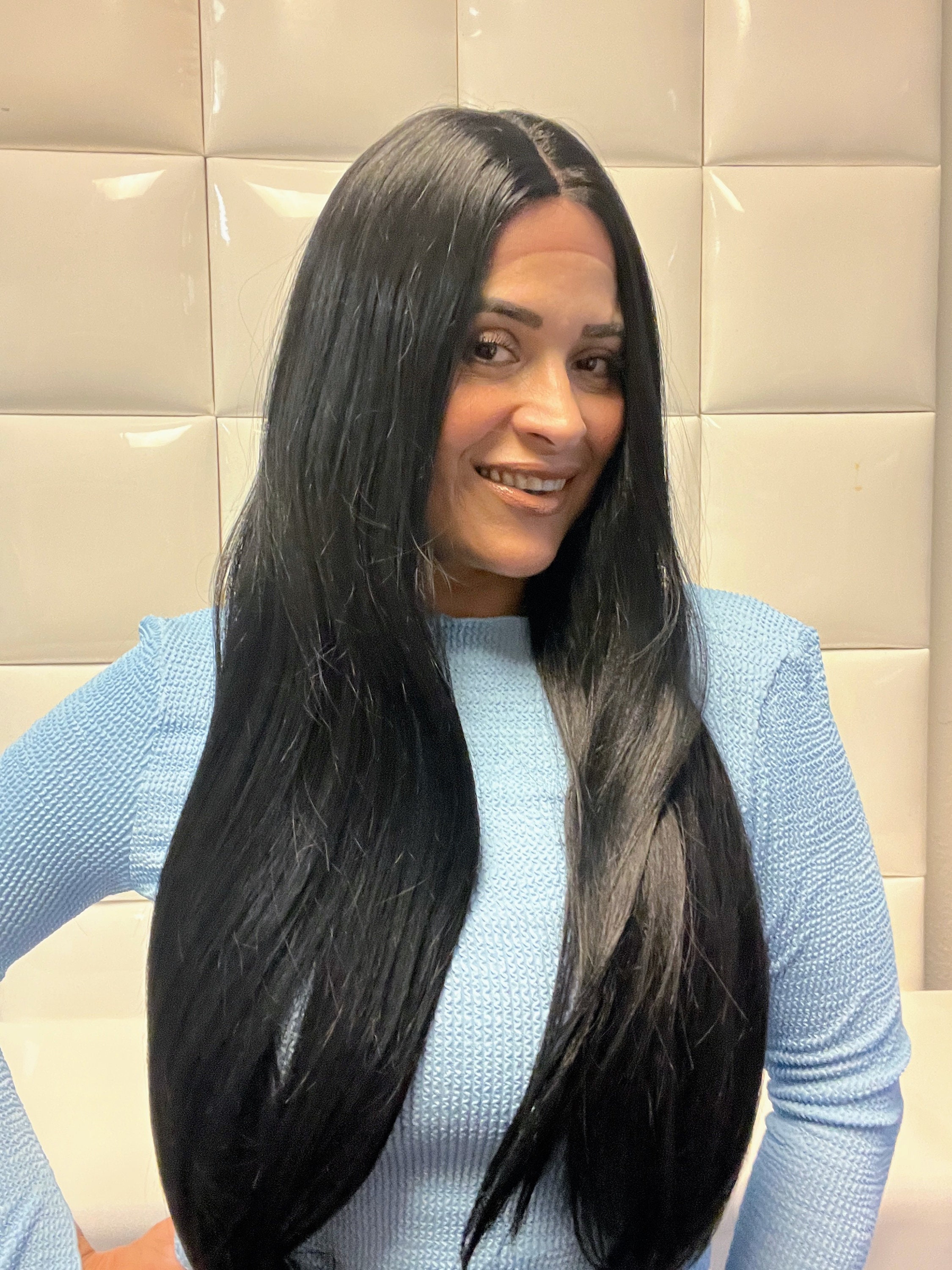 Off black Long wig 6X6 Freepart soft Swisslace SOFT BLACK Swiss Lace Front Wig - Extra Long Wavy  main image 2