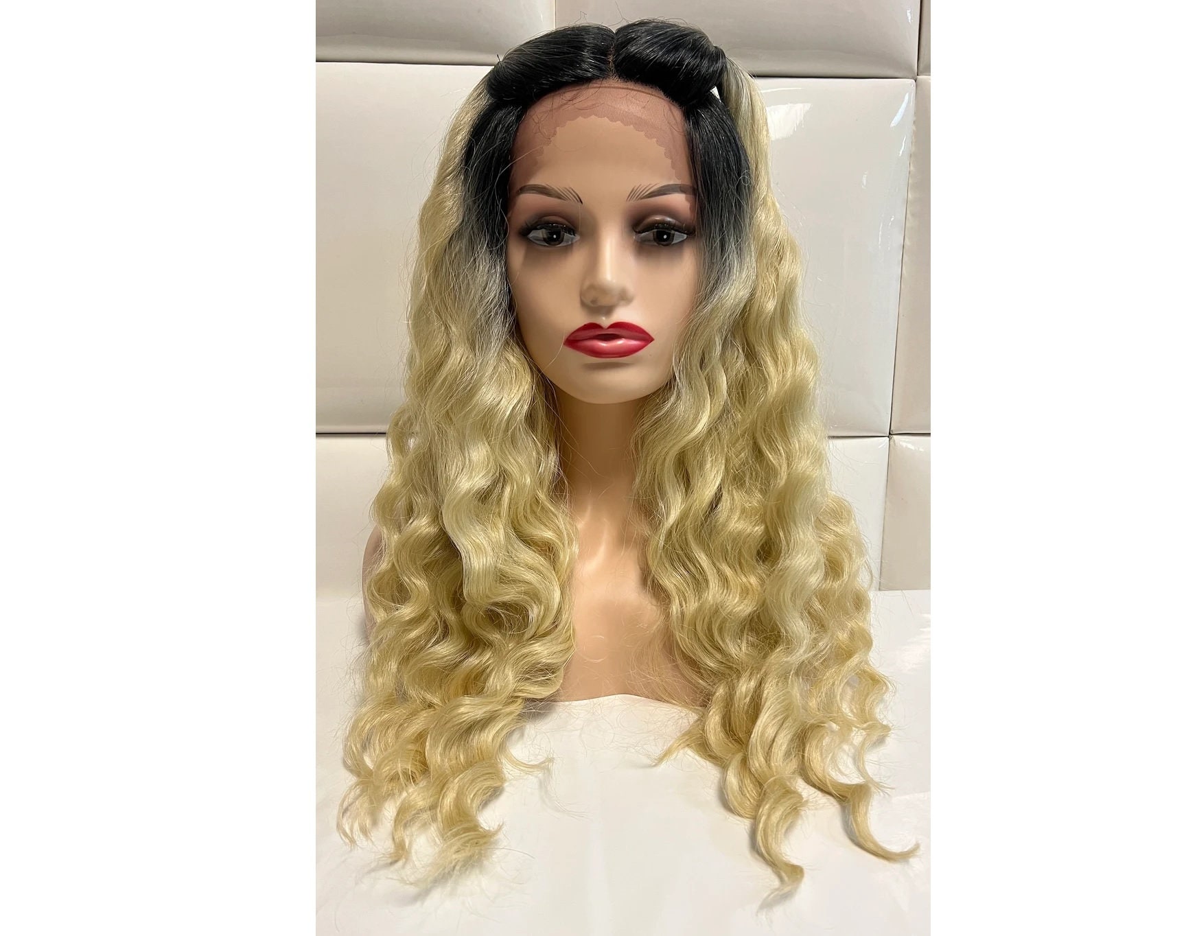 Blonde soft Swisslace Lacefront wig 2020 hairstyle TUWG06 Swiss Lace Front Wigs | Rooted and Mixed Blonde Wig  main image 2