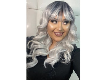 PLATINUM SILVER ASH Full Wig Bangs Light Grey Hair Long & - Etsy Canada PLATINUM SILVER ASH Full Wig Bangs Light Grey Hair Long & - Etsy Canada