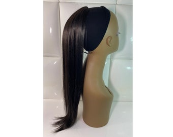 Drawstring Ponytail MEDIUM BROWN * 24 INCHES * Long Straight Sleek * Natural Yaki * Synthetic Hair Piece Extension - Ariana Stylish Sexy