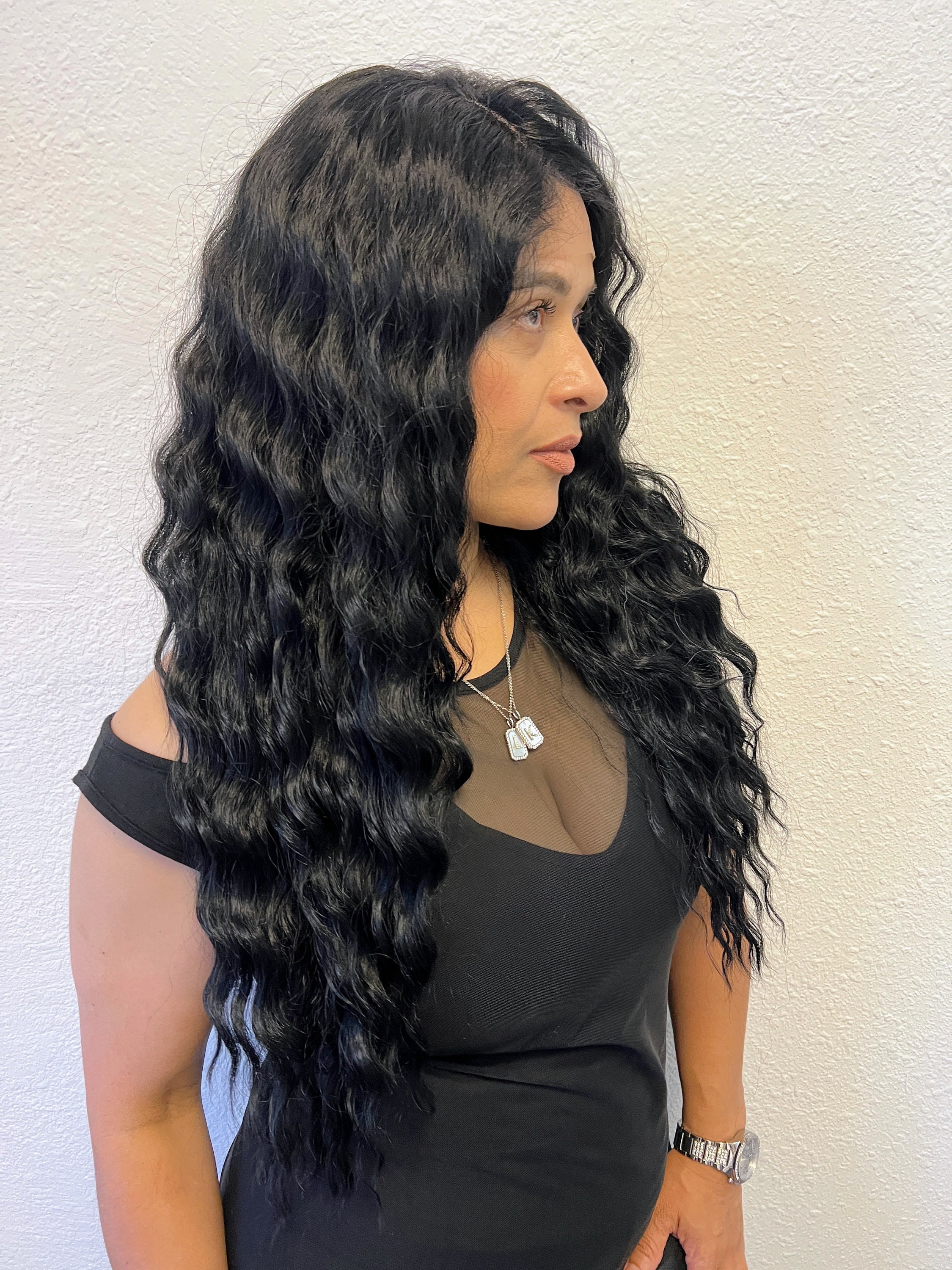 Off black Long wig 6X6 Freepart soft Swisslace SOFT BLACK Swiss Lace Front Wig - Extra Long Wavy  main image 3