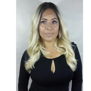 Platinum Blonde Lace Front Wig, Long Wavy Synthetic Hair