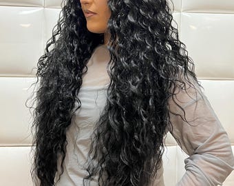 SOFT BLACK Synthetic Swiss Lace Front Wig * 6 Inch Deep I  display picture 3