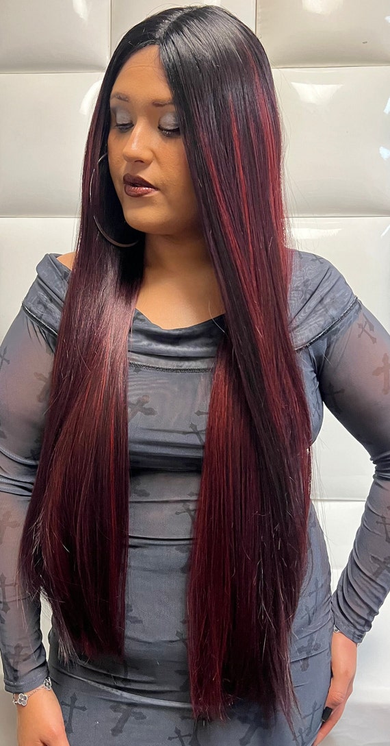 burgundy red wig