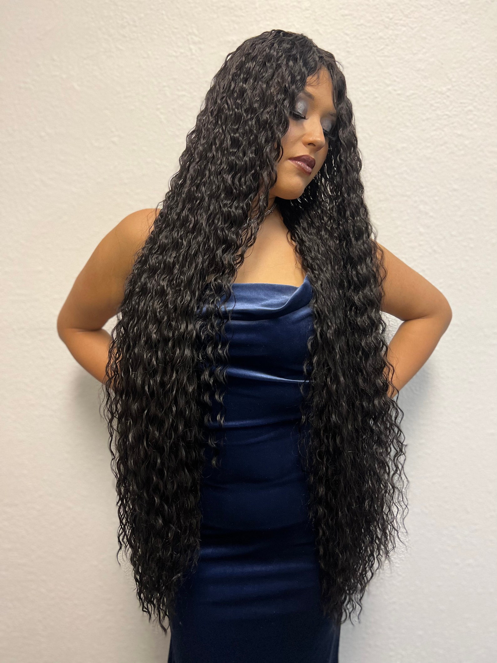 36 NATURAL DARK BROWN Lace Front Wig Extra Long Wavy - Etsy