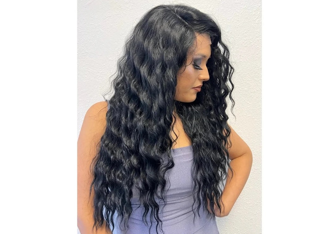 SOFT BLACK Swiss Lace Front Wig - Extra Long Wavy  display picture 1