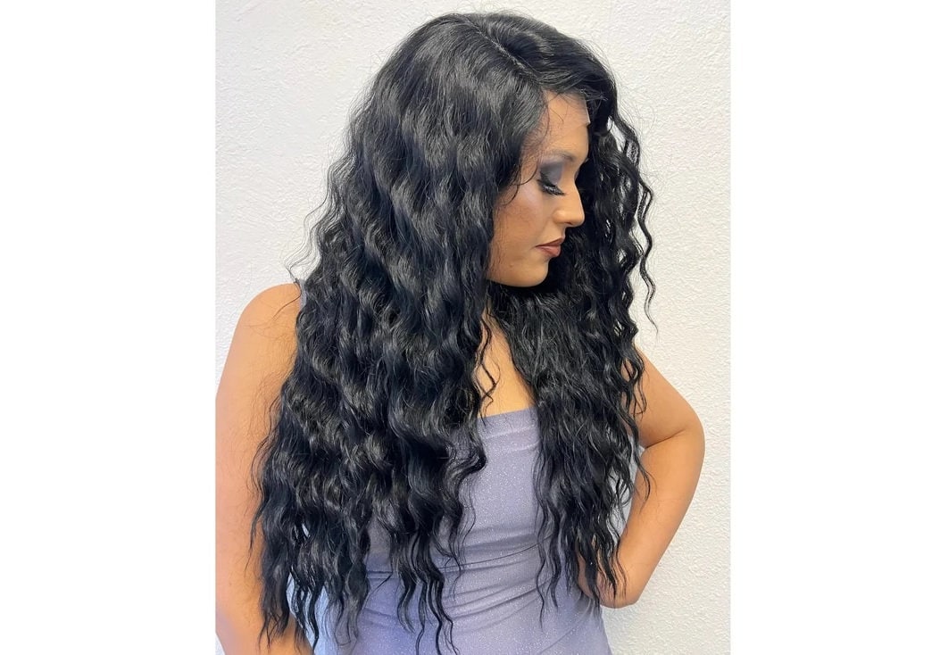 SOFT BLACK Swiss Lace Front Wig - Extra Long Wavy  display picture 2